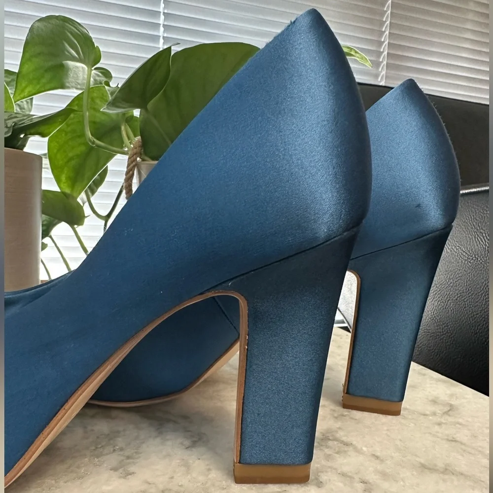 Zara - Satiny Blue Heels - Picture 4 of 7